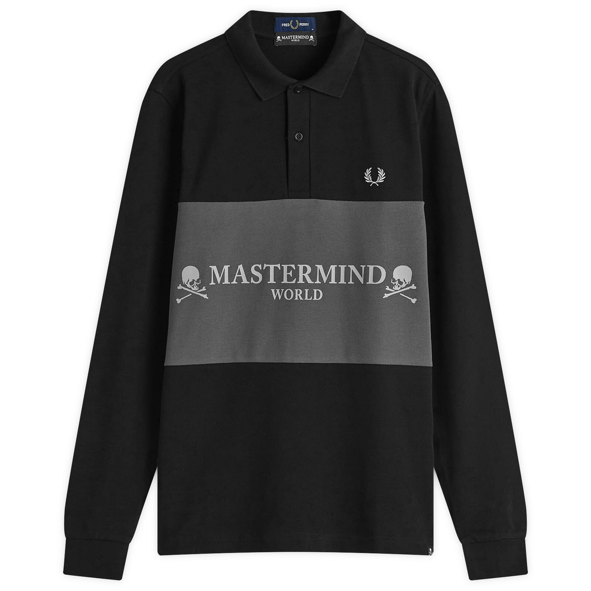 【関税送料込み】FRED PERRY Long Sleeve Black Polo Shirt Fred Perry Men's x Mastermind Long Sleeve Polo Shirt in