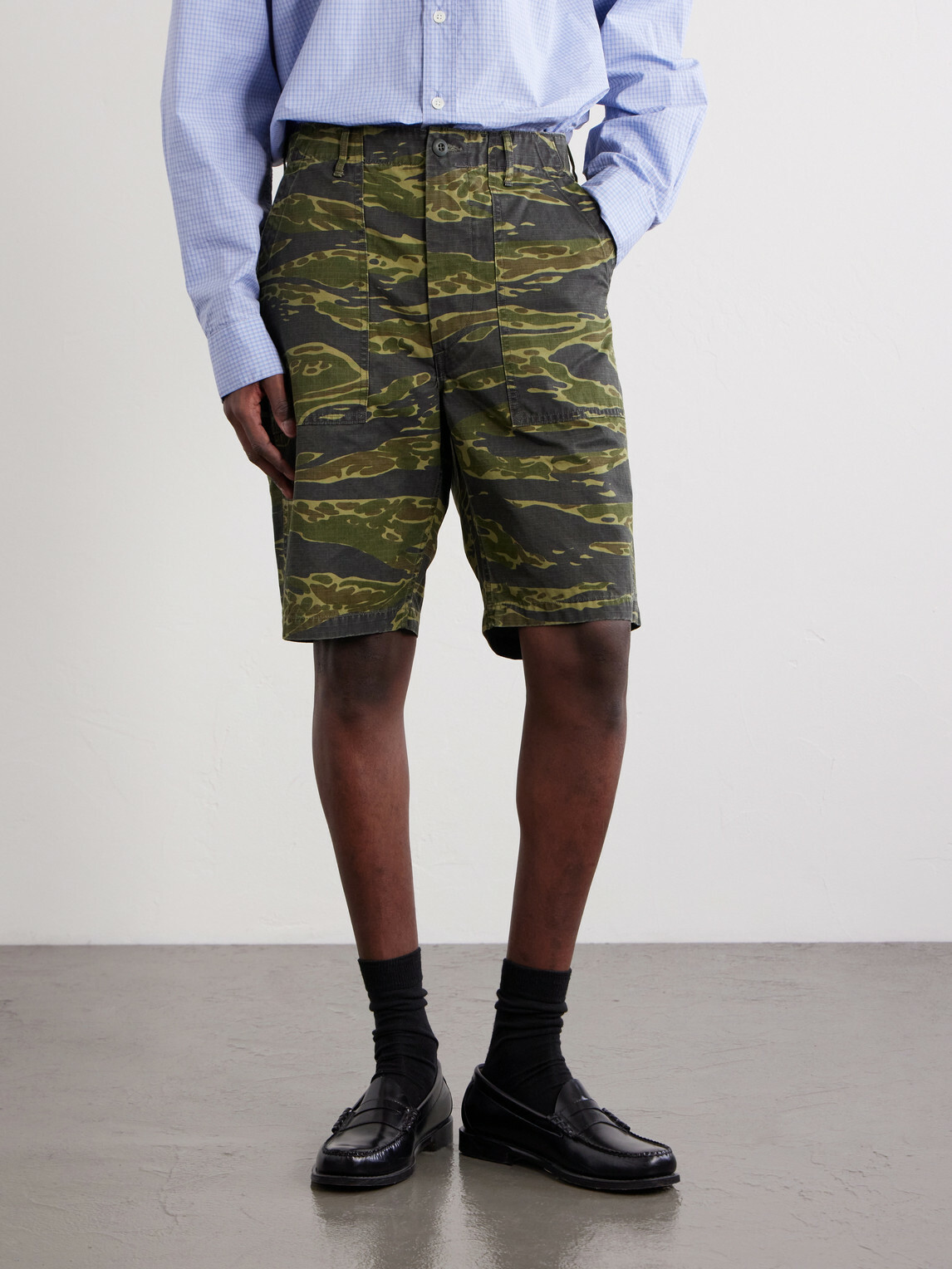 OrSlow - U.S. Army Fatigue Printed Straight-Leg Rip-Stop Cotton Shorts - Green