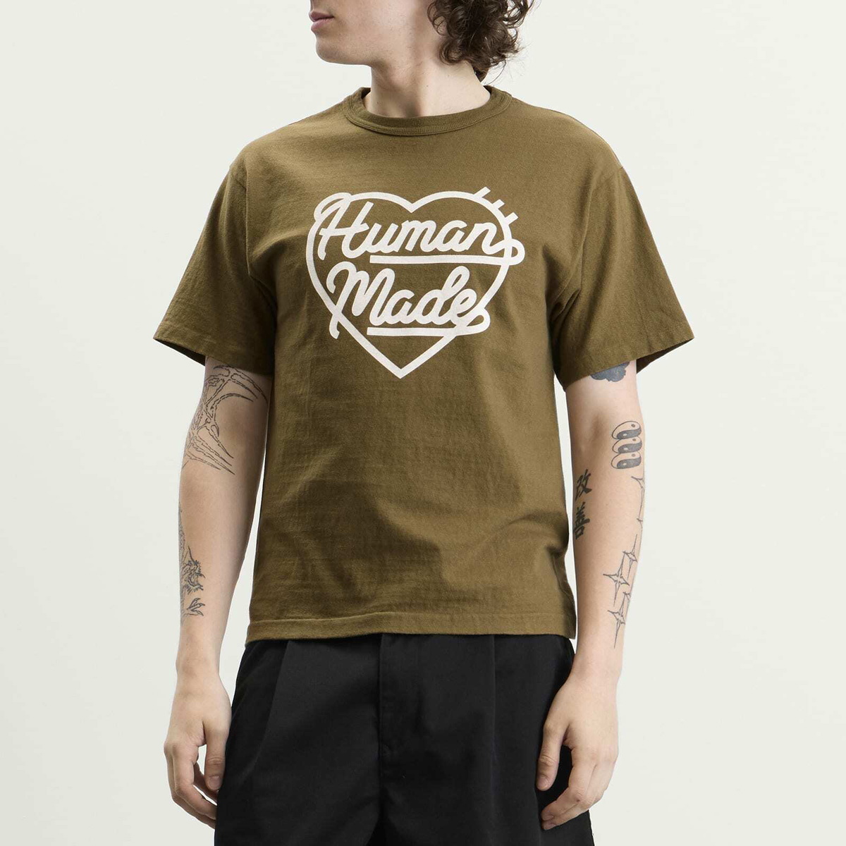 Human Made Men's Color Heart T-Shirt in Olive Drab