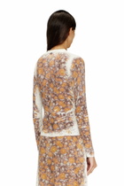 Diesel Floral-print cardigan in linen knit - Knitwear Womens in Brown