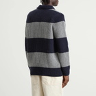 Armor-Lux Men's Stripe Knit Rugby Jumper in Navy/Slate