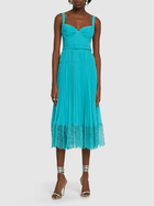 SELF-PORTRAIT - Pleated Chiffon Midi Dress W/lace