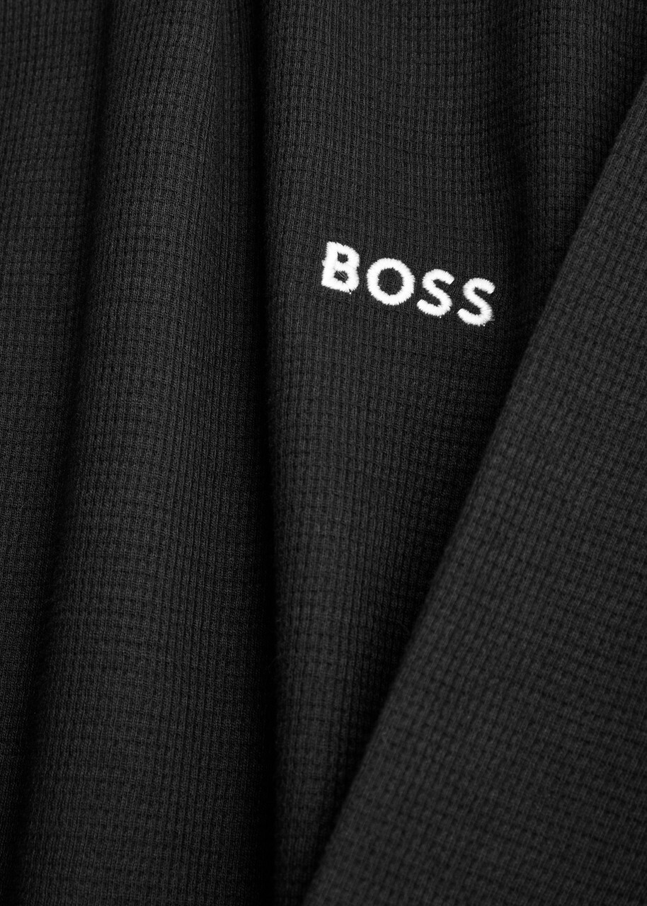 Boss Logo Waffle-knit Cotton-blend Pyjama top Black