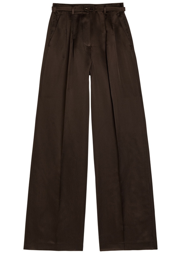Photo: Gabriela Hearst Vargas Belted Silk Trousers Dark Brown