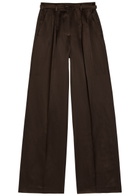Gabriela Hearst Vargas Belted Silk Trousers Dark Brown