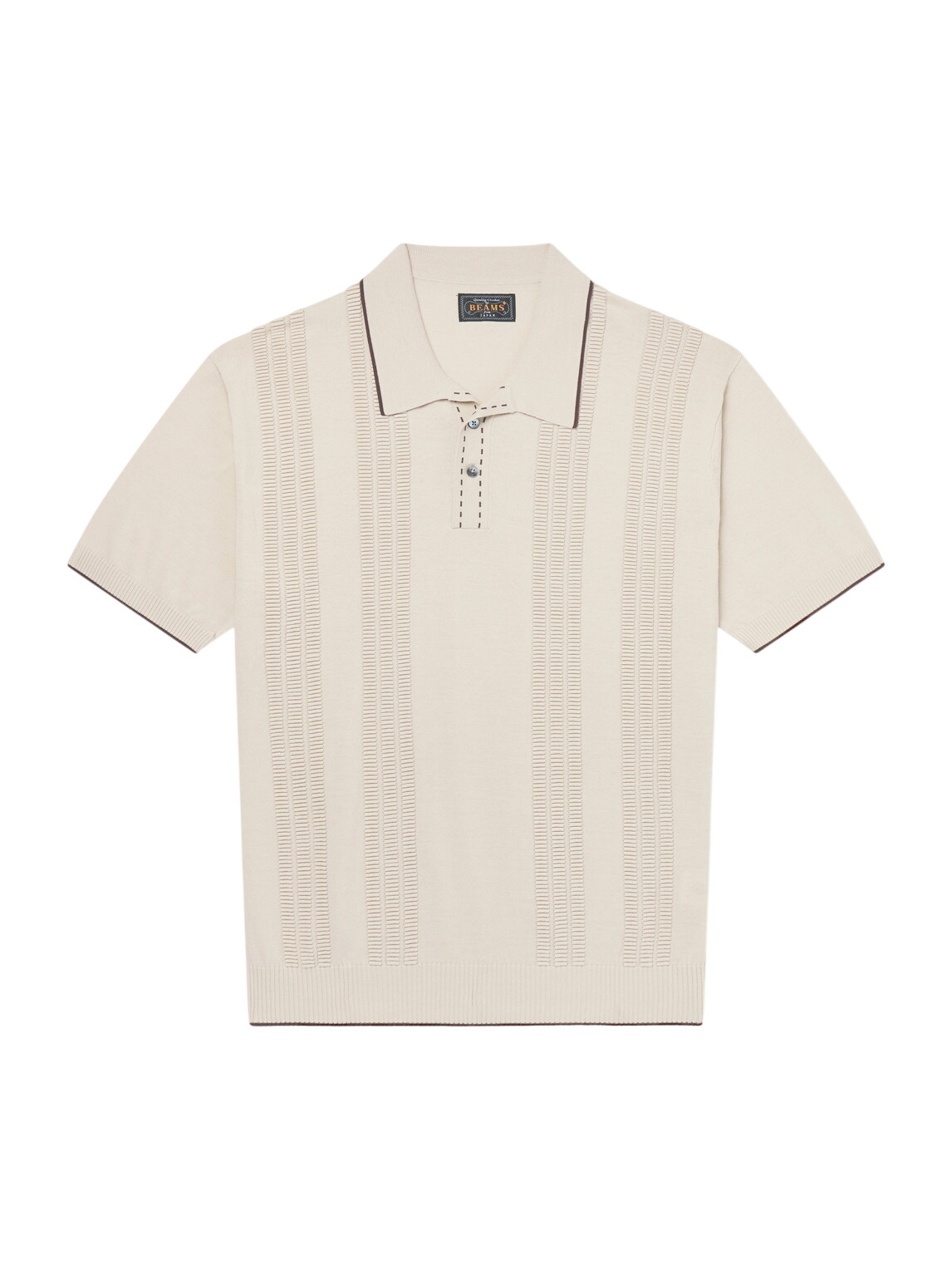 Beams Plus - Striped Cotton-Jacquard Half-Zip Polo Shirt - Blue