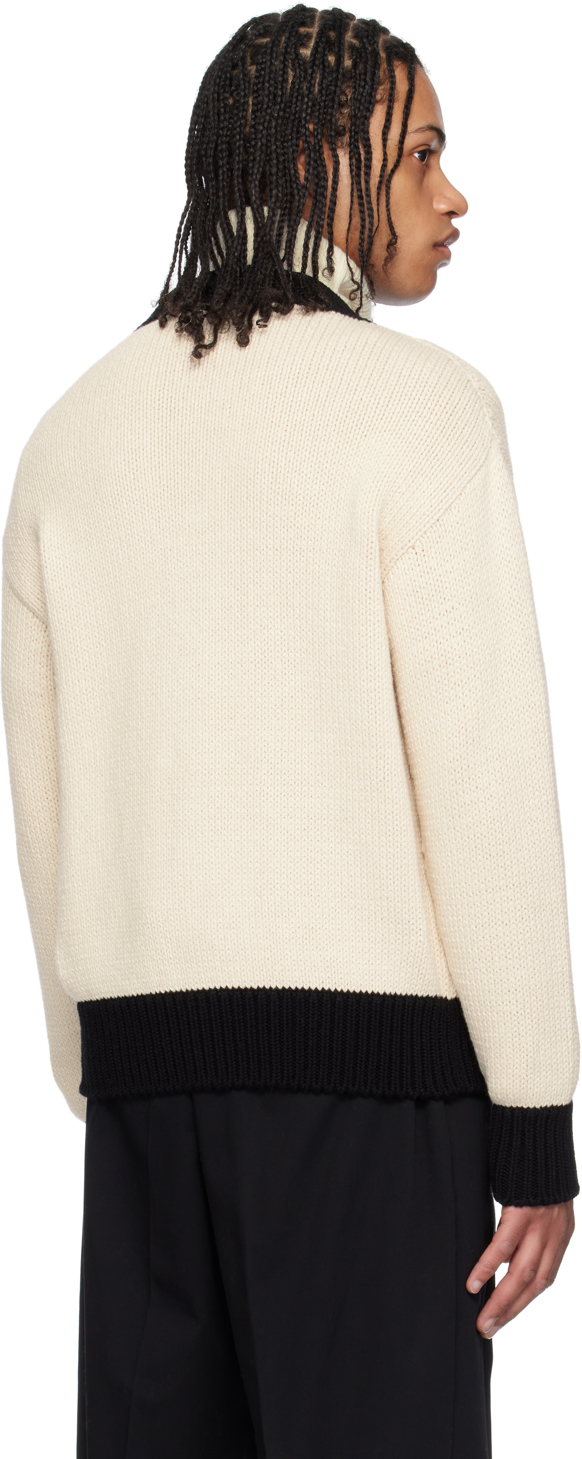 Moncler Genius Moncler x FRGMT Hiroshi Fujiwara Off-White Embroidered Cotton Cardigan