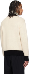 Moncler Genius Moncler x FRGMT Hiroshi Fujiwara Off-White Embroidered Cotton Cardigan