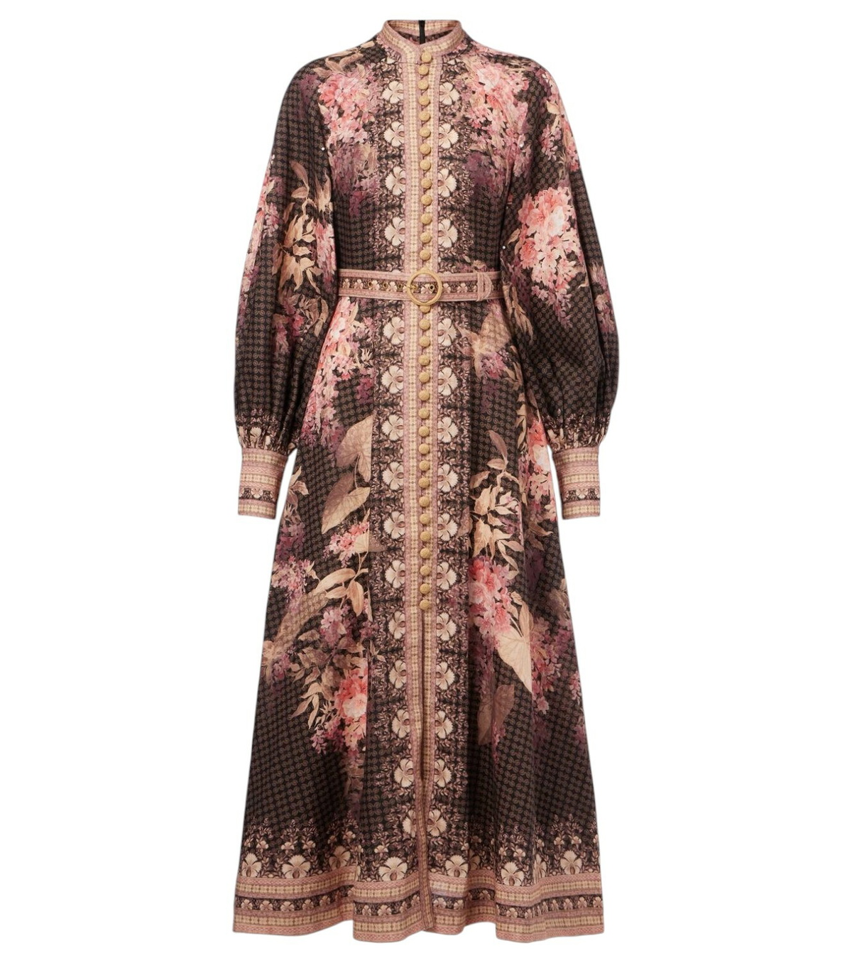 ZIMMERMANN Tranquility Linen & Silk Lace Midi Dress Zimmermann