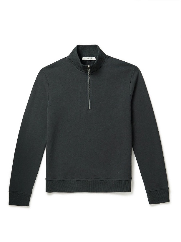Photo: Mr P. - Striped Organic Cotton-Jersey Half-Zip Sweatshirt - Gray