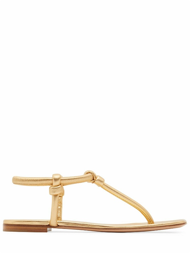 Photo: GIANVITO ROSSI - 5mm Metallic Leather Flat Thong Sandals