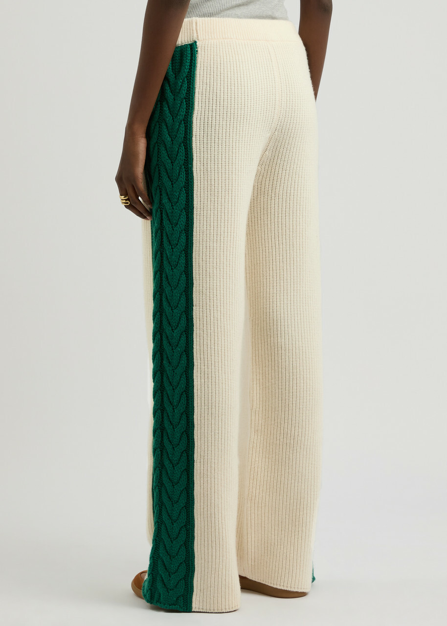 Casablanca Logo Wide-leg Wool-blend Trousers Green