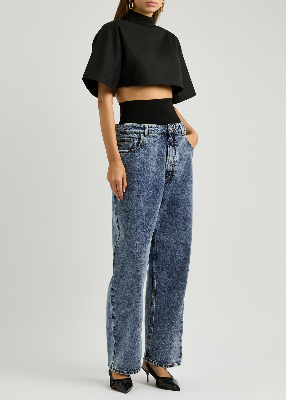 デニム・ジーパン ALAIA BLUE COTTON DENIM JEANS ALAÏA BLEU VINTAGE ROUND JEANS IN STONE DENIM |ALAÏA US