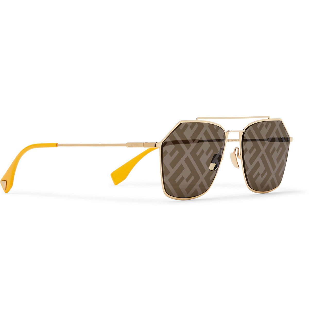 FENDI Aviator-Style Logo-Print Tortoiseshell Acetate Sunglasses