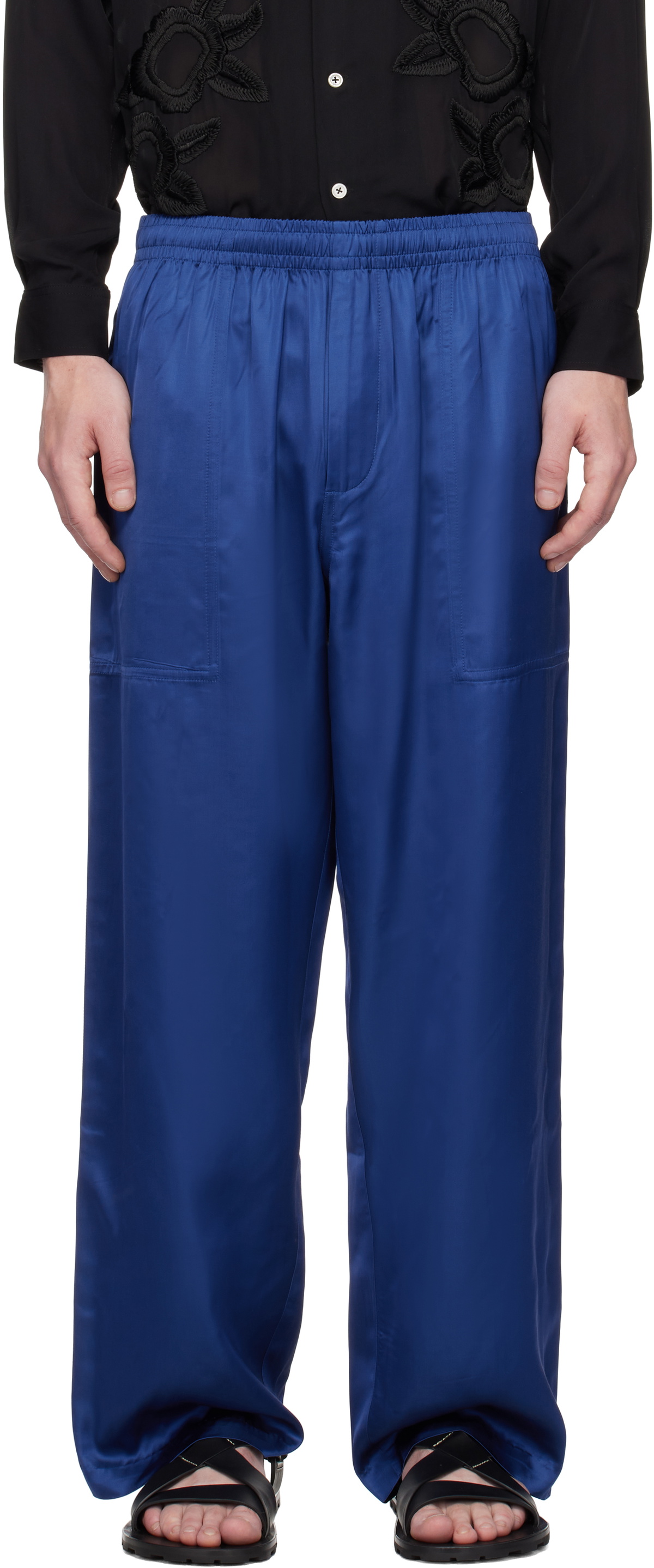 Bode Blue Satin Track Pants