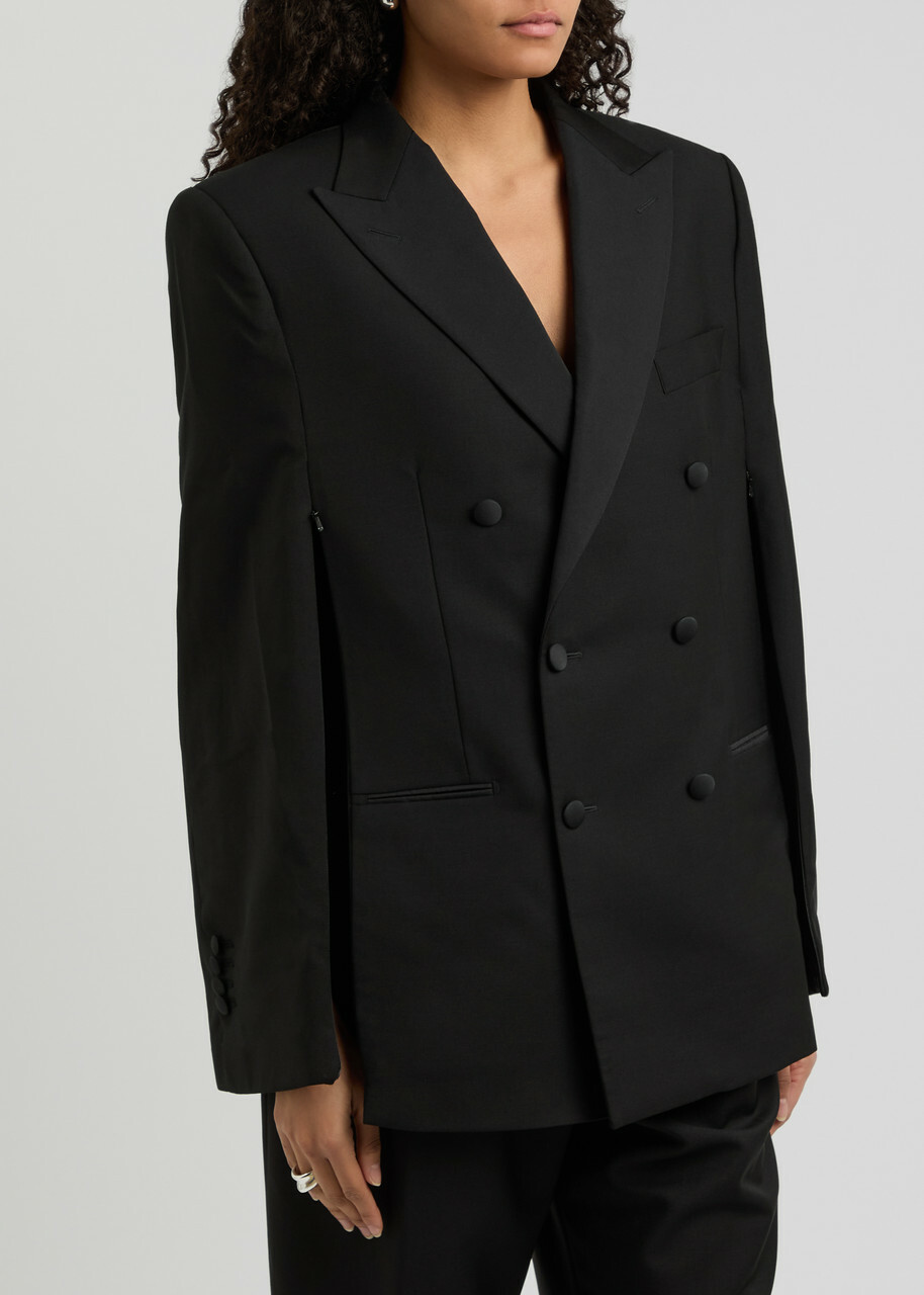 Bettter Fran Cape-effect Wool-blend Blazer Black