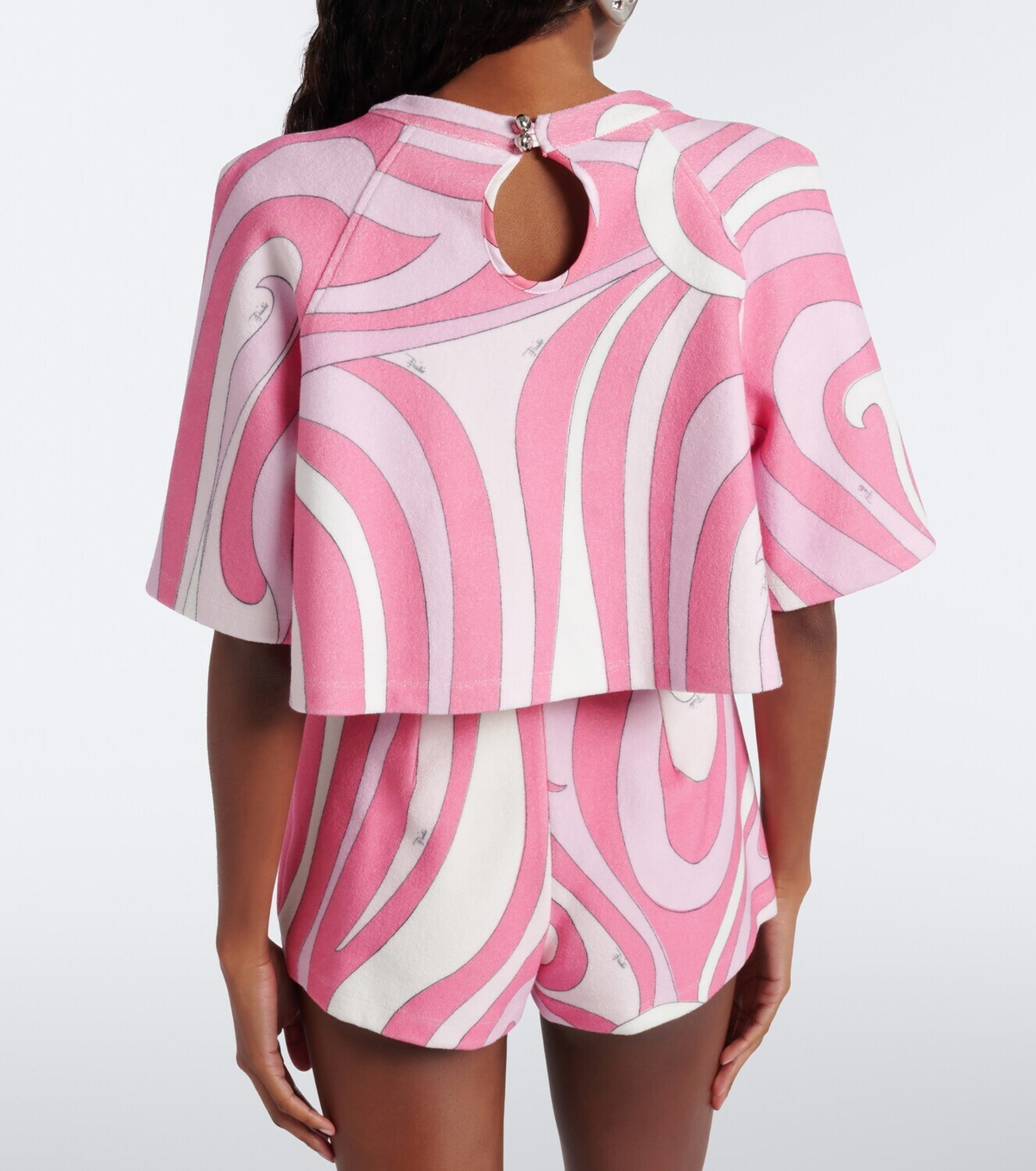 Pucci Marmo cotton-blend terry crop top