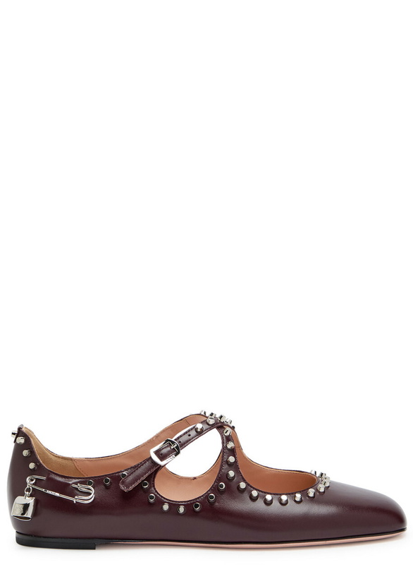 Photo: Bally Beliska Studded Leather Ballet Flats Burgundy