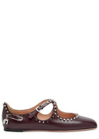 Bally Beliska Studded Leather Ballet Flats Burgundy