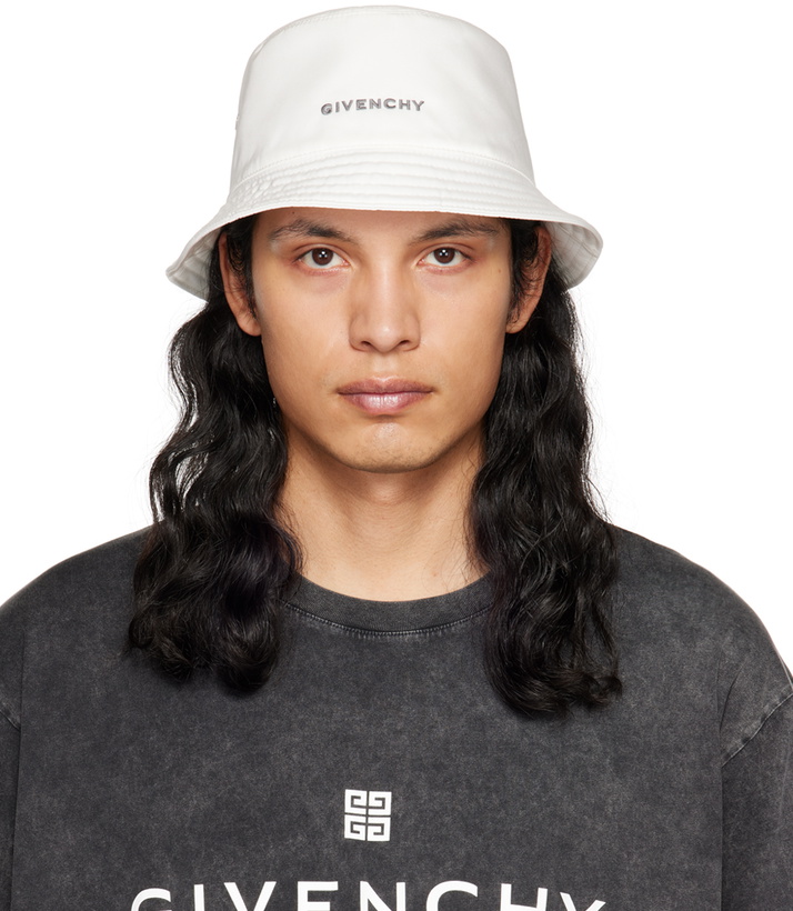 Photo: Givenchy White Logo Bucket Hat