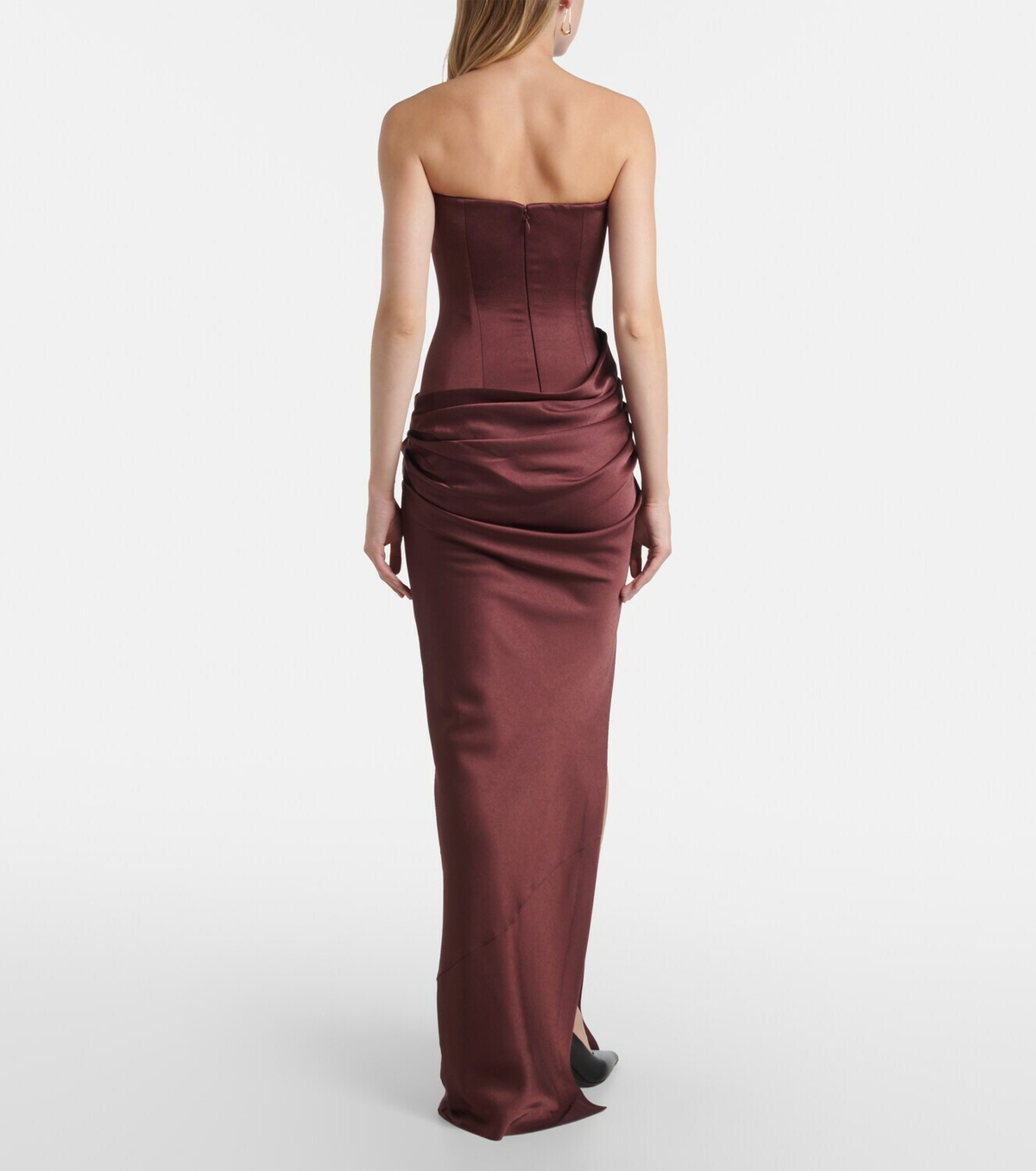 Alex Perry Draped crêpe satin corset gown