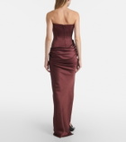 Alex Perry Draped crêpe satin corset gown