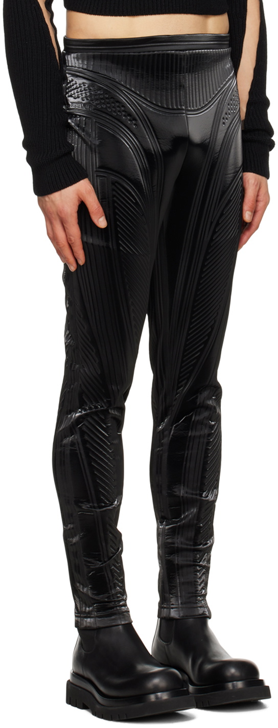 Mugler Black Embossed Trousers