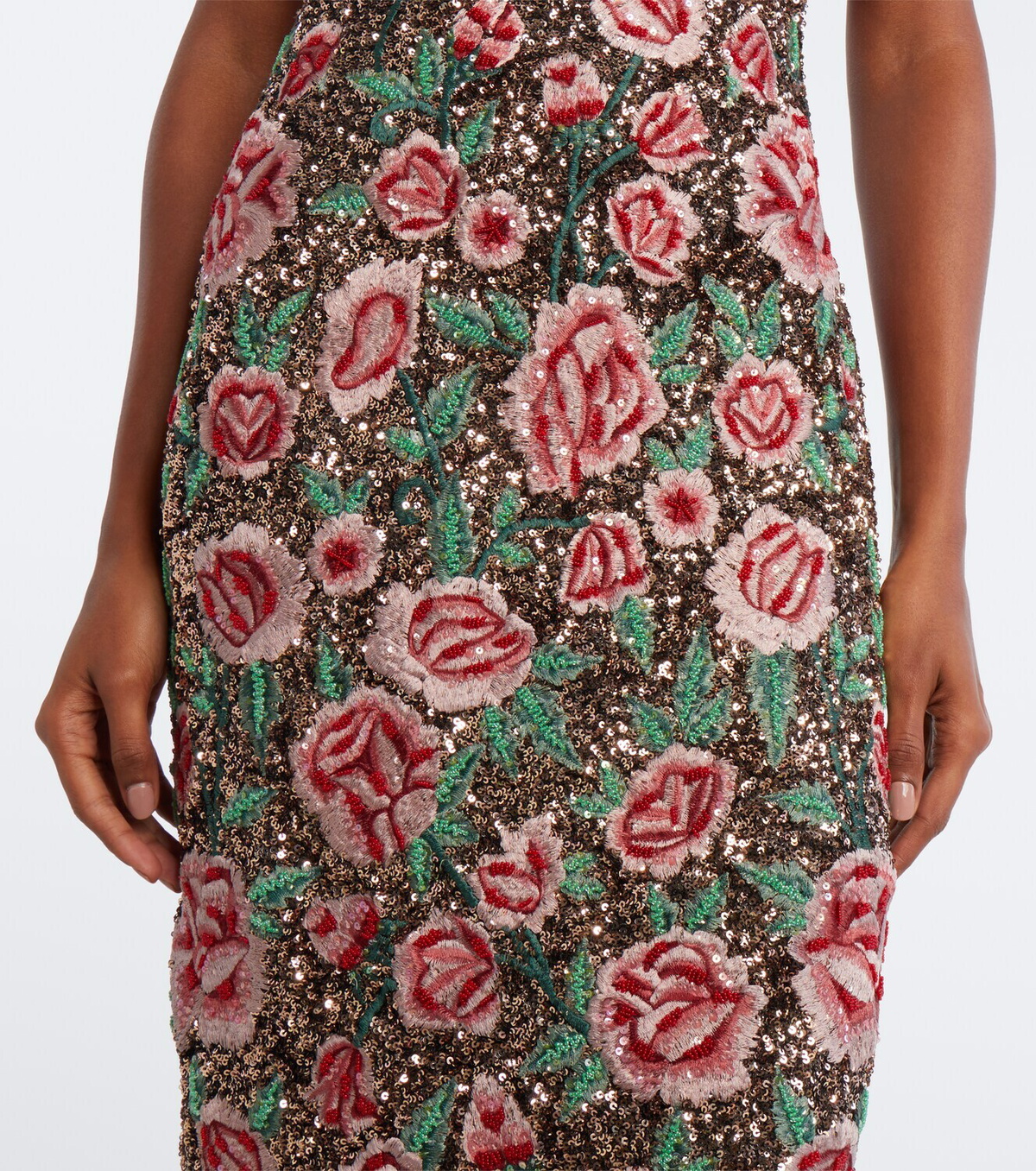 Là Fuori Antique Bloom sequined gown
