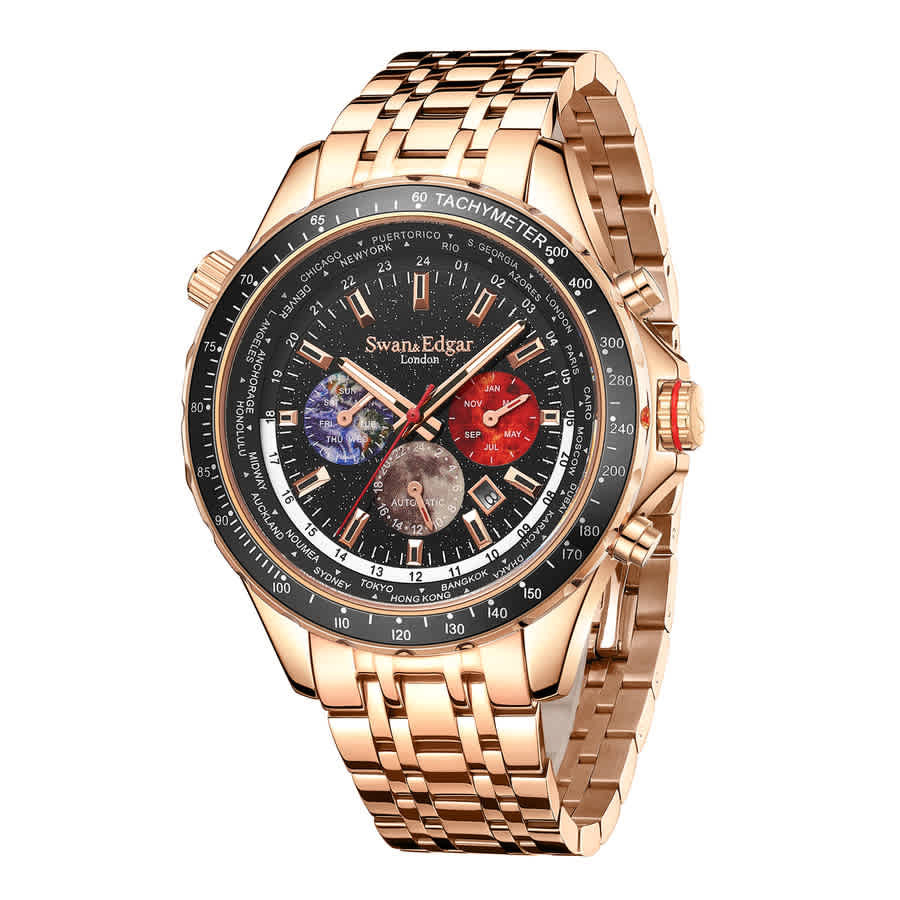 Swan & Edgar World Timer Black Dial Mens Watch SE0060S