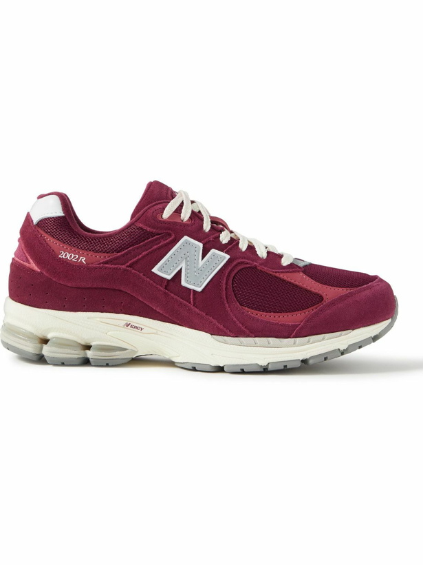 Photo: New Balance - 2002R Leather-Trimmed Suede and Mesh Sneakers - Burgundy
