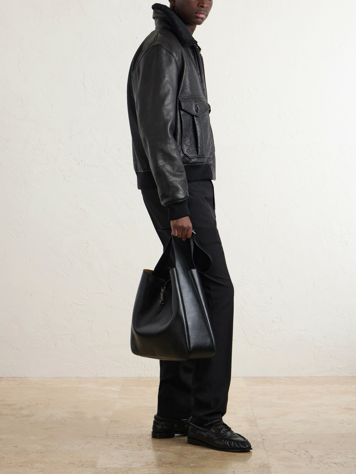 SAINT LAURENT - Le 5 à 7 Logo-Embellished Full-Grain Leather Messenger Bag
