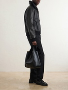 SAINT LAURENT - Le 5 à 7 Logo-Embellished Full-Grain Leather Messenger Bag