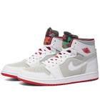 Air Jordan Men's 1 Zoom Air CMFT Sneakers in White/Red. Silver/Concord