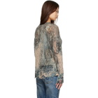 R13 Blue & Beige Printed Boyfriend Sweater