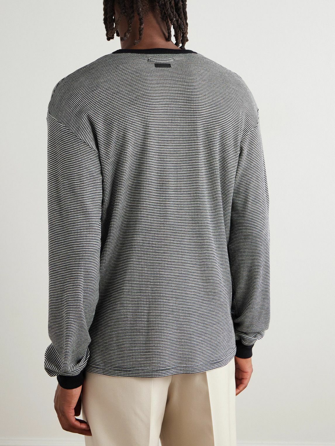ssstein - Striped Super 120s Wool-Jersey T-Shirt - Black
