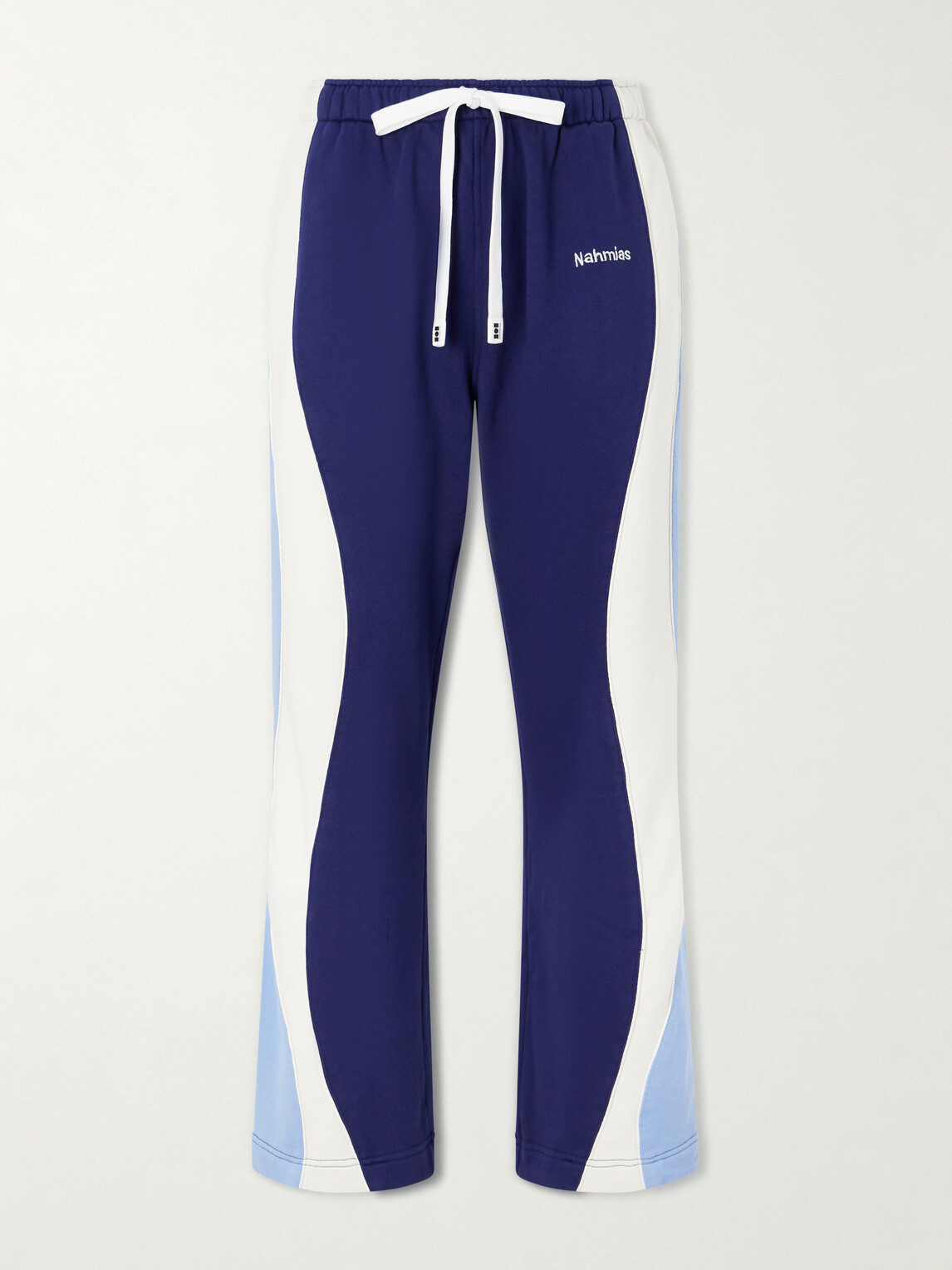 NAHMIAS - Ollie Wide-Leg Striped Cotton-Jersey Sweatpants - Blue