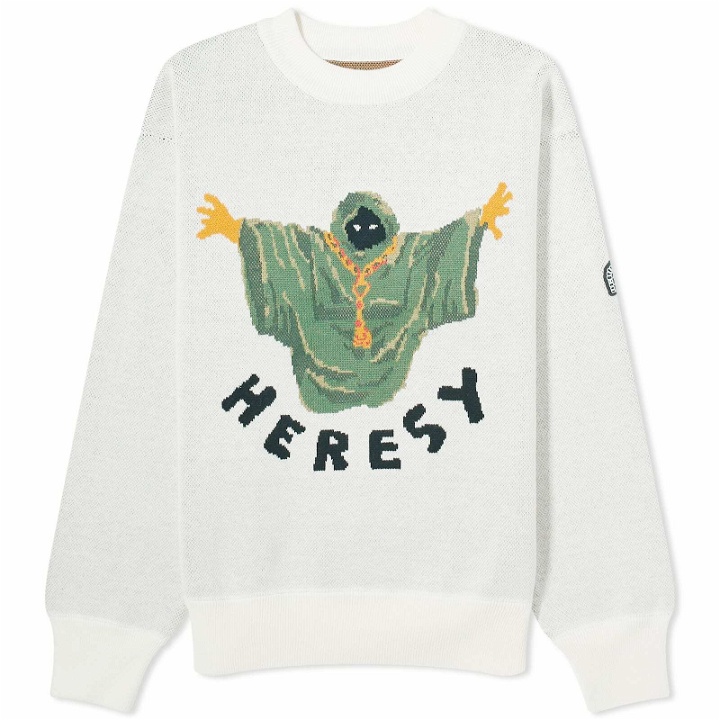 Photo: Heresy Men's Wizard Crew Knitted Jumper in Off White