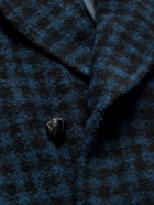 MP Massimo Piombo - Robbie Shawl-Collar Double-Breasted Houndstooth Alpaca-Blend Coat - Blue