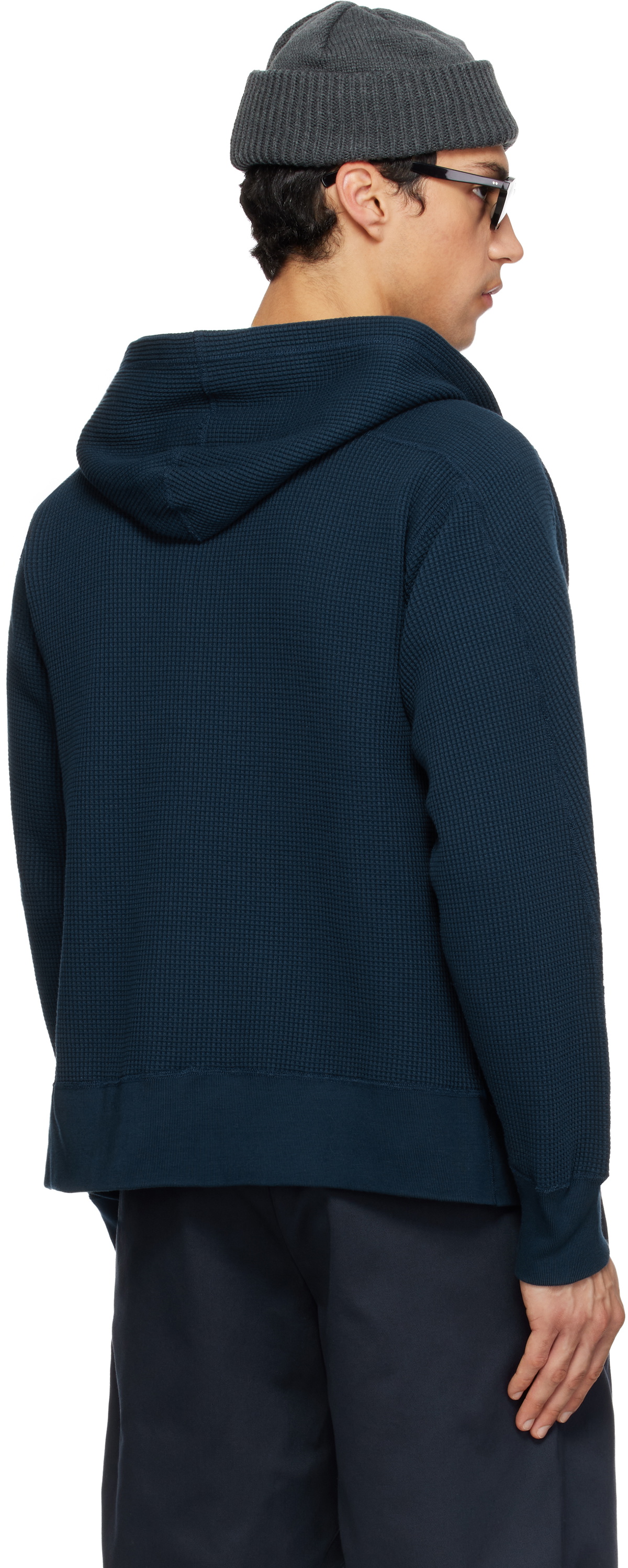 nanamica Navy Zip-Up Thermal Hoodie