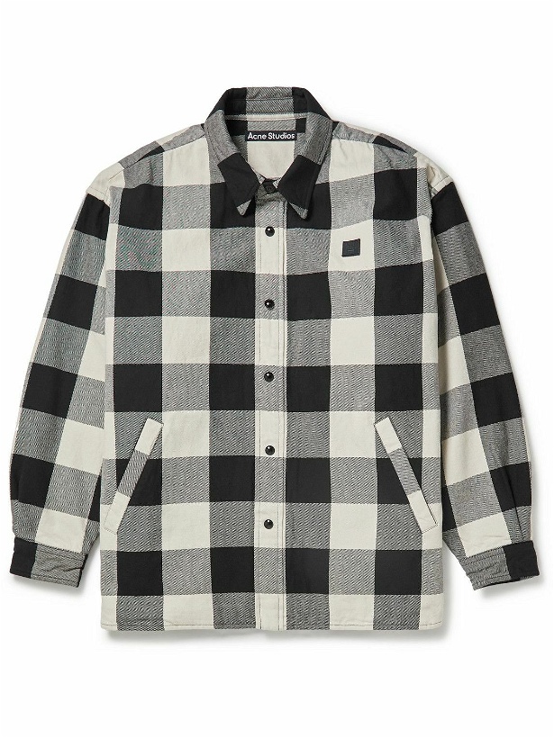Photo: Acne Studios - Logo-Embroidered Checked Padded Cotton Overshirt - Black