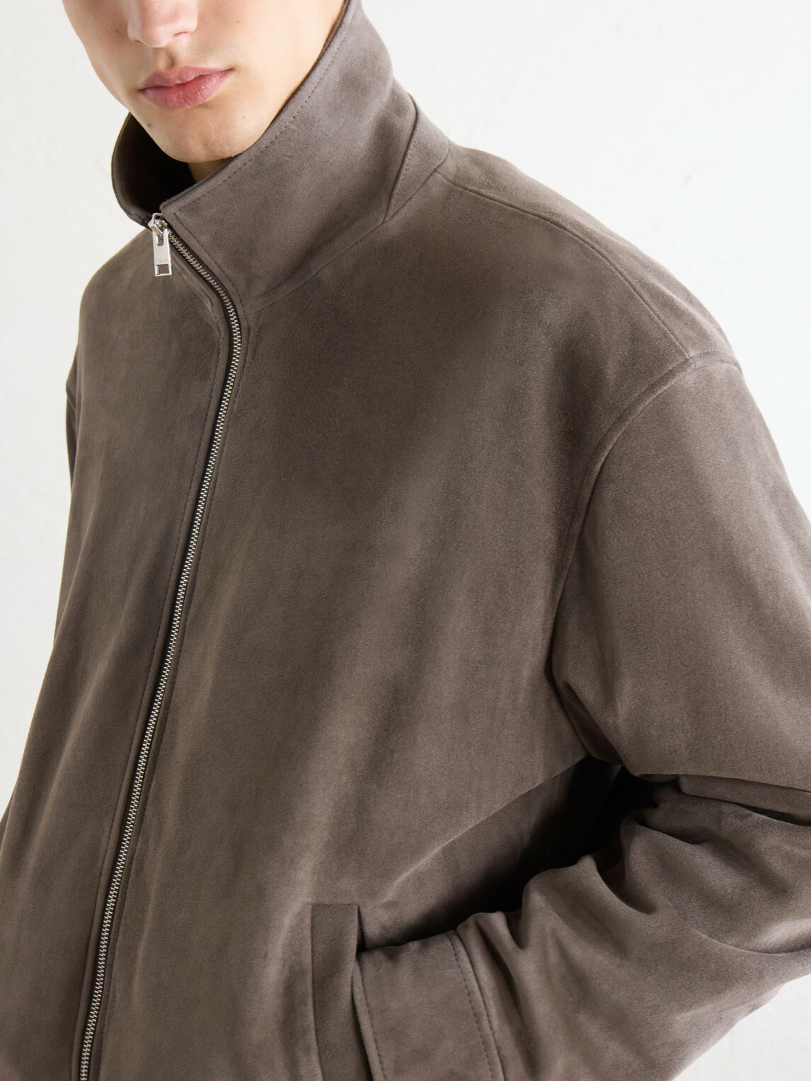 FRAME - Suede Bomber Jacket - Brown