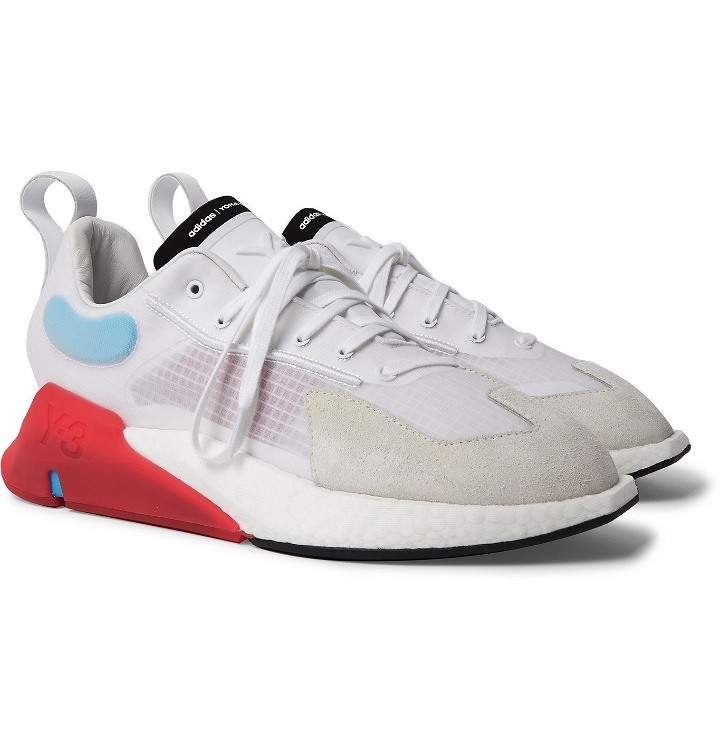 Photo: Y-3 - Orisan Suede and Leather-Trimmed Ripstop Sneakers - White