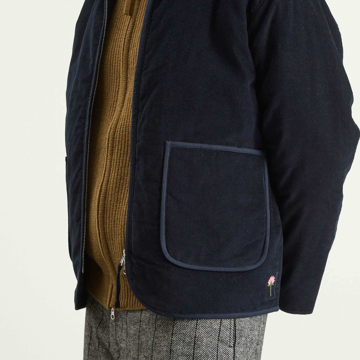Kardo Men's Cord Double Zip Jacket in Navy