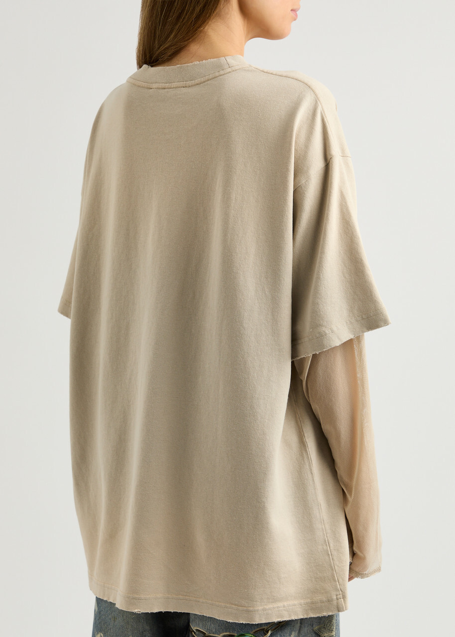 Acne Studios Layered Printed Cotton T-shirt Cream Acne Studios