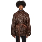 Dries Van Noten Brown Shiny Pilot Jacket