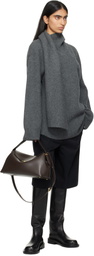 TOTEME Gray Long Scarf Knit Sweater