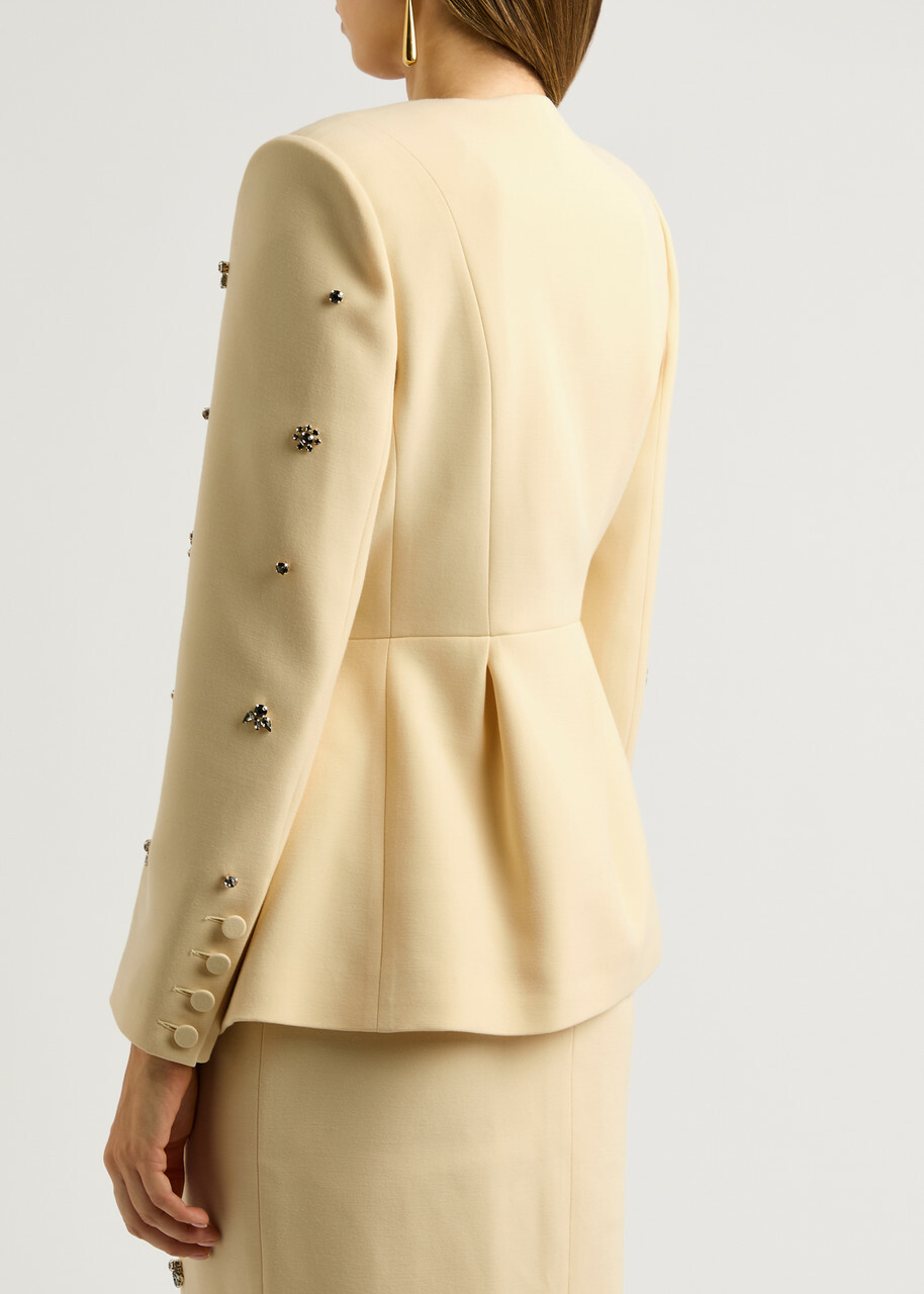 Huishan Zhang Milo Crystal-embellished Crepe Blazer Light Yellow