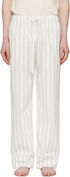 Tekla Off-White & Navy Poplin Pyjama Pants
