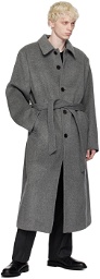 AMOMENTO Gray Belted Coat