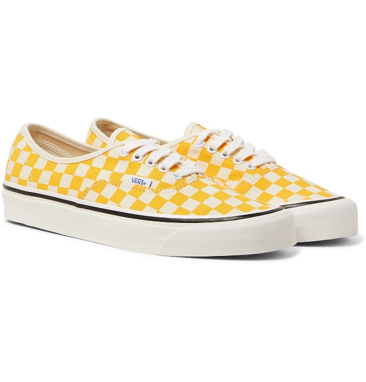 Photo: Vans - Anaheim Factory Authentic 44 DX Checkerboard Canvas Sneakers - Yellow